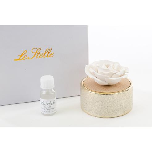 Le Stelle - profumatore porcellana e legno oro con astuccio