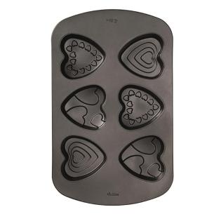 Wilton - Stampo antiaderente mini cuore decorati 6 cavità