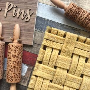 Folkroll - Mattarello Piccolo in Legno Decoro righe San Valentino 2