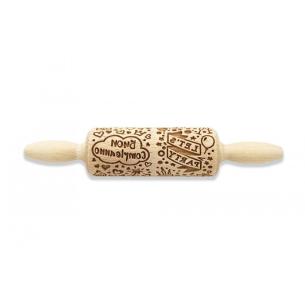 Folkroll - Mattarello Piccolo in Legno Decoro Happy Birthday 2