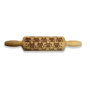 Folkroll - Mattarello Piccolo in Legno Decoro Gufetti 2