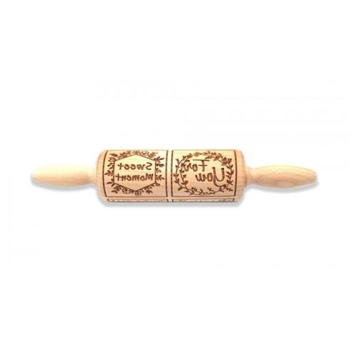 Folkroll - Mattarello Piccolo in Legno Decoro Dolci Etichette