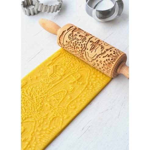 Folkroll - Mattarello Piccolo in Legno Decoro Paesaggio