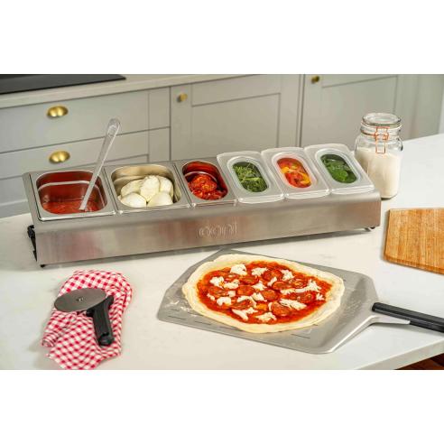 Pizza topping station Ooni Stazione porta condimenti per pizza in acciaio 6 posti