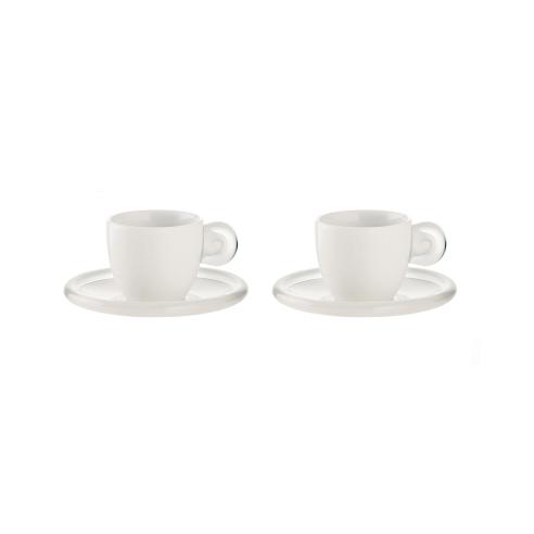 Guzzini - Set 2 Tazzine caffè con piattino Gocce trasparente 50 ml