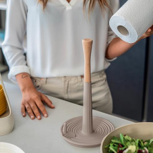 Guzzini - Portarotolo da cucina universale Tierra ROLL&TEAR grigio tortora