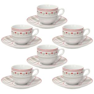 Tognana - Set 6 Tazzine da caffè con piattino in porcellana beige linea Brunico