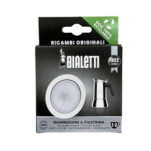 Ricambio Bialetti Originale Guarnizione Silicone + Piastrina Acciaio 1-2 Tazze