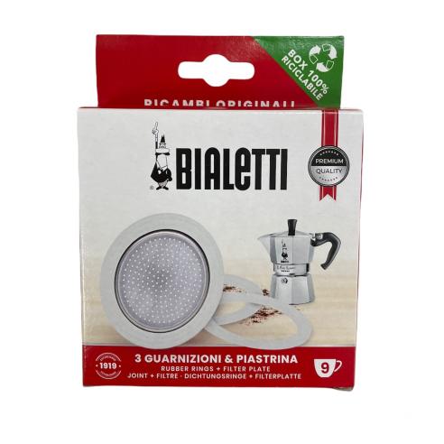 Ricambio Originale Bialetti Moka 9 Tazze: Guarnizioni + Piastrina