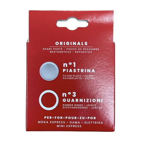 Ricambio Originale Bialetti Moka 9 Tazze: Guarnizioni + Piastrina