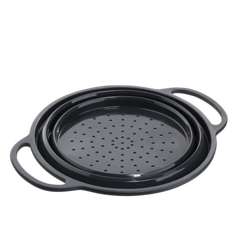 Kuchenprofi - Scolapasta pieghevole in silicone nero 24 cm