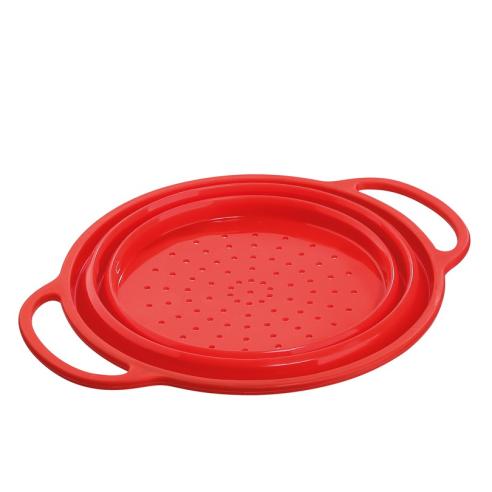 Kuchenprofi - Scolapasta pieghevole in silicone rosso 24 cm