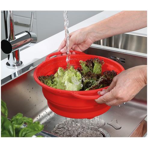 Kuchenprofi - Scolapasta pieghevole in silicone rosso 24 cm