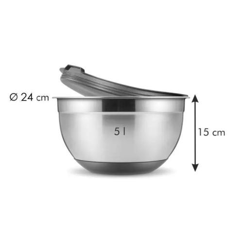 Tescoma - Ciotola in acciaio inox con coperchio 5 litri linea grandchef