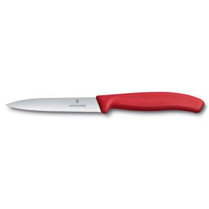 Victorinox - Coltello spelucchino ondulato classico manico rosso 10 cm