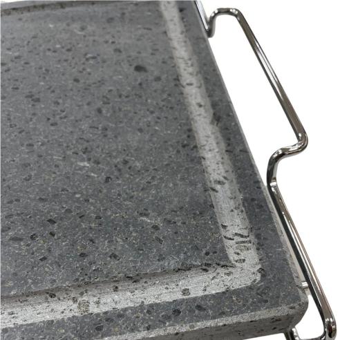 Ilsa - Invito pietra lavica rettangolare con stand in acciaio 25x40