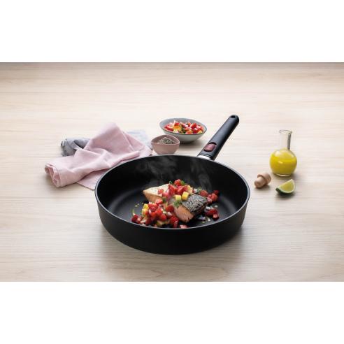 Woll - Padella alta antiaderente in alluminio forgiato Eco lite a induzione  manico rimovibile 24 cm
