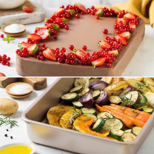 Decora - Stampo rettangolare Rosa Gold Line in metallo antiaderente 35 cm