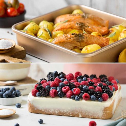 Decora - Stampo quadrato Rose Gold Line in metallo antiaderente 25 cm