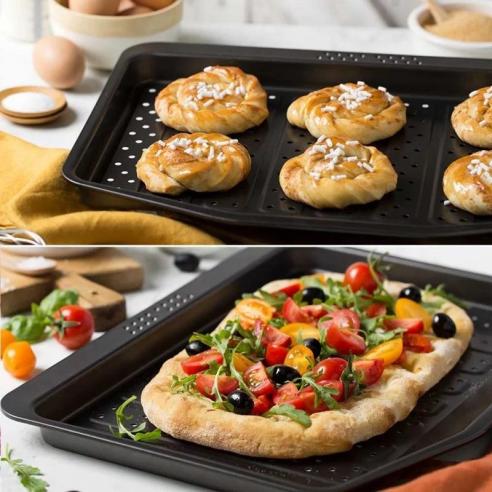 Decora - Piastra forata Crisp&Fry Bake line in metallo antiaderente 41 cm