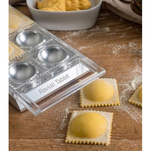 Stampo ravioli Marcato - Ravioliera Tablet manuale Argento con Mattarello