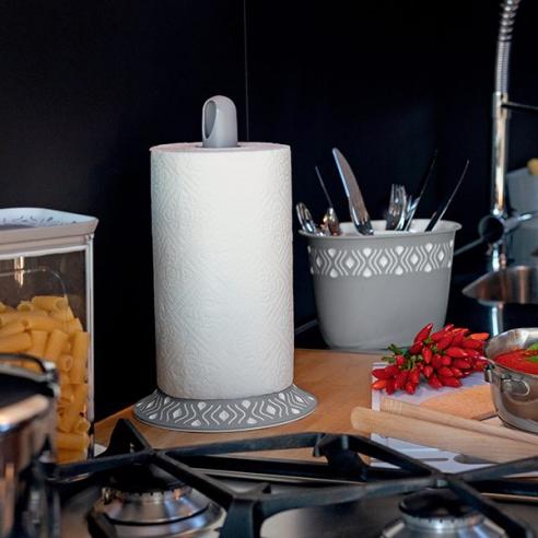 Stefanplast - Portarotolo da cucina verticale in plastica 30 cm linea tosca grigio