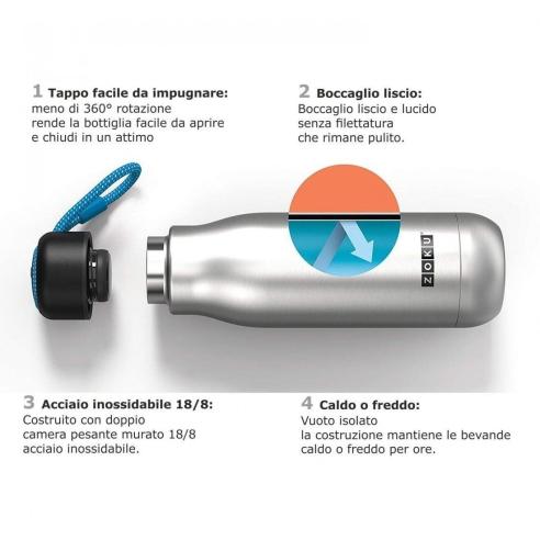 Zoku - Bottiglia termica in acciaio inox 18/8 blu navy 750 ml
