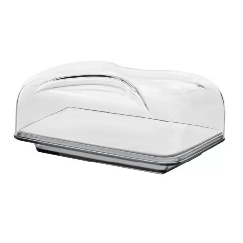 Guzzini - Copriformaggio rettangolare con vassoio in porcellana grigio cielo linea goccia