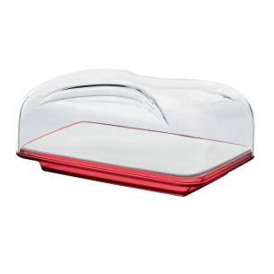 Guzzini - Copriformaggio rettangolare con vassoio in porcellana rosso cielo linea goccia