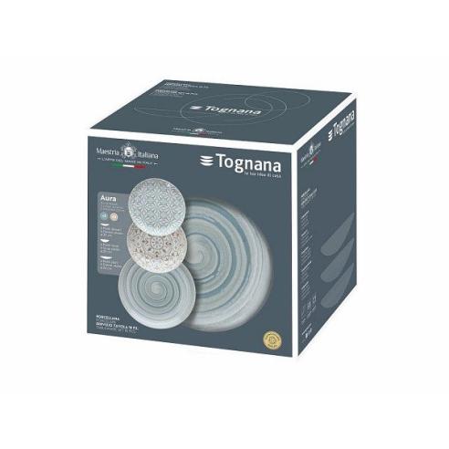 Tognana - Servizio di piatti 18 pezzi in porcellana linea Aura multicolor