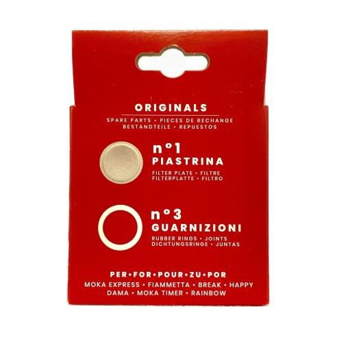 Ricambio Originale Bialetti - Guarnizioni e Piastrina Moka 6 Tazze