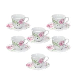 Tognana - Tazze da caffè con piattino linea Cappettata Wild Rose set 6 pezzi