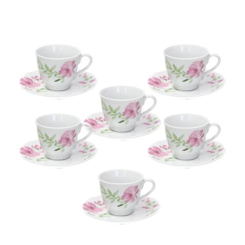 Tognana - Tazze da caffè con piattino linea Cappettata Wild Rose set 6 pezzi
