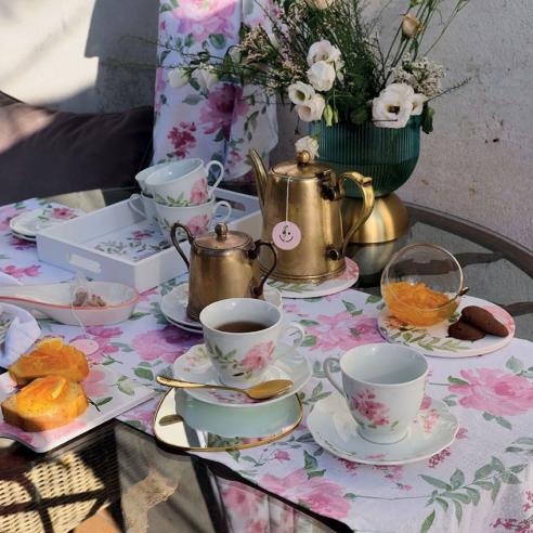 Tognana - Tazze da caffè con piattino linea Cappettata Wild Rose set 6 pezzi