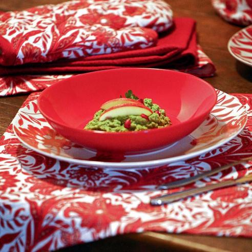 Tognana - Servizio di piatti in porcellana 18 pezzi linea Madison Red Ornament