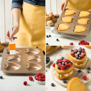 Decora - Stampo antiaderente 6 formine cuori linea rose gold 2