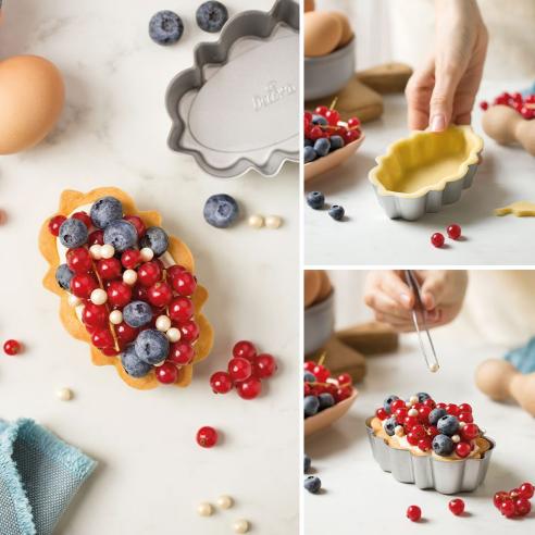 Decora - Stampo crostata ovale antiaderente fondo rimovibile Design Tart 11.5 cm