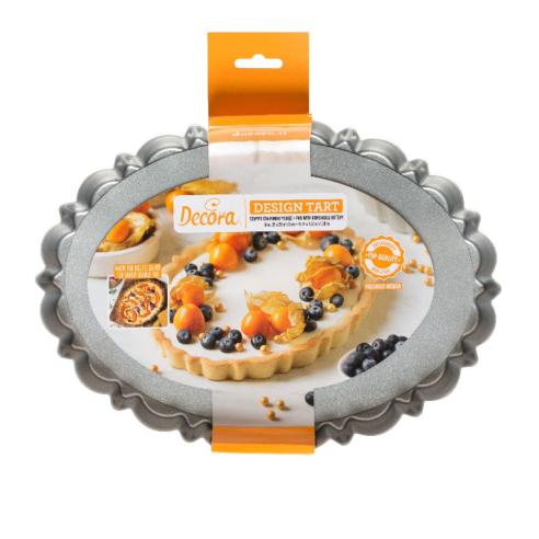 Decora - Stampo crostata ovale antiaderente fondo rimovibile Design Tart 29 cm