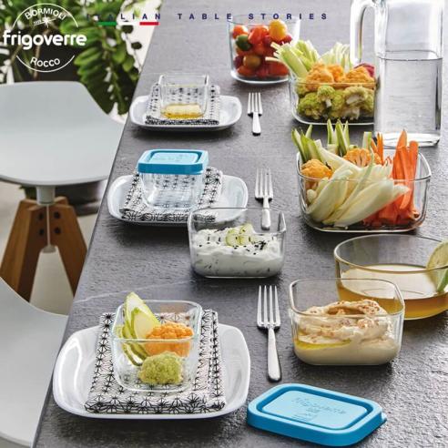 Bormioli - Contenitore frigoverre quadrato in vetro con coperchio 19 cm