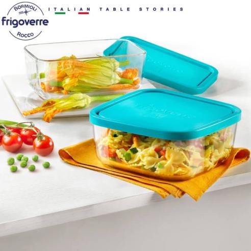 Bormioli - Contenitore frigoverre quadrato in vetro con coperchio 15 cm