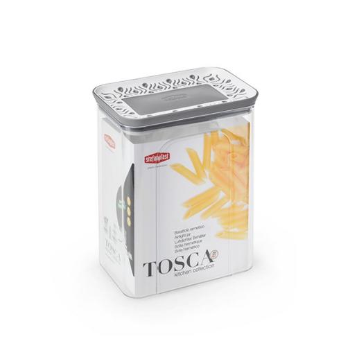 Stefanplast - Barattolo rettangolare grigio 2,2lt linea Tosca
