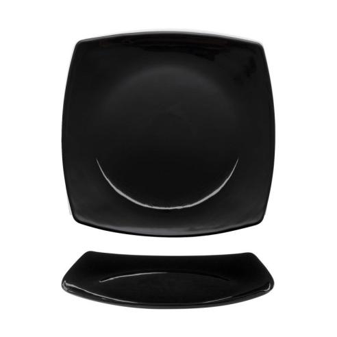 Bormioli - Piatto piano quadrato in vetro temperato linea eclissi nero 27 cm