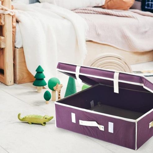 Scatola porta biancheria Ordinotta bordeaux in TNT rettangolare 33x28x16 cm