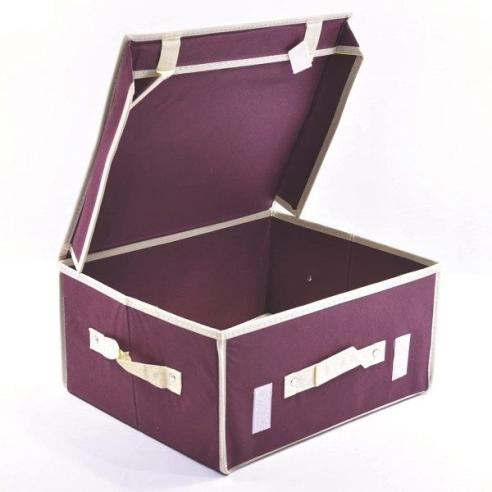 Scatola porta biancheria Ordinotta bordeaux in TNT rettangolare 48x36 cm