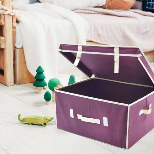 Scatola porta biancheria Ordinotta bordeaux in TNT rettangolare 48x36x18 cm