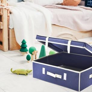 Scatola porta biancheria Ordinotta blu in TNT rettangolare 50x40x15 cm 2