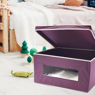 Scatola porta biancheria Ordinotta bordeaux in TNT rettangolare 60x50x30 cm 2