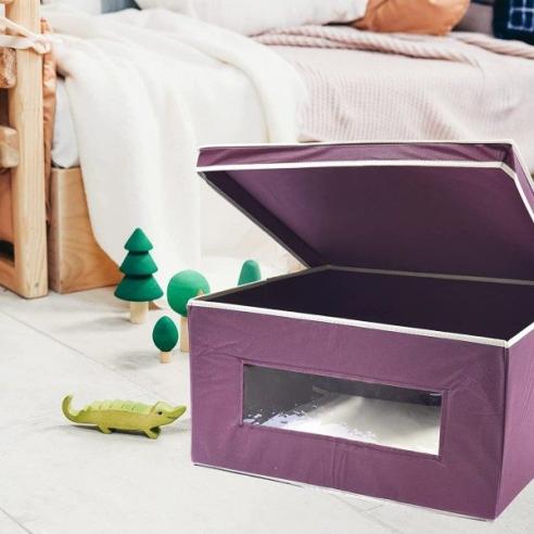 Scatola porta biancheria Ordinotta bordeaux in TNT rettangolare 60x50x30 cm