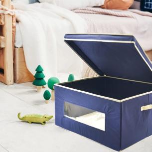 Scatola porta biancheria Ordinotta blu in TNT rettangolare 60x50x30 cm 2