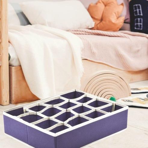 Scatola organizer 16 scomparti Precisotto in tessuto TNT 35x27x9 cm blu